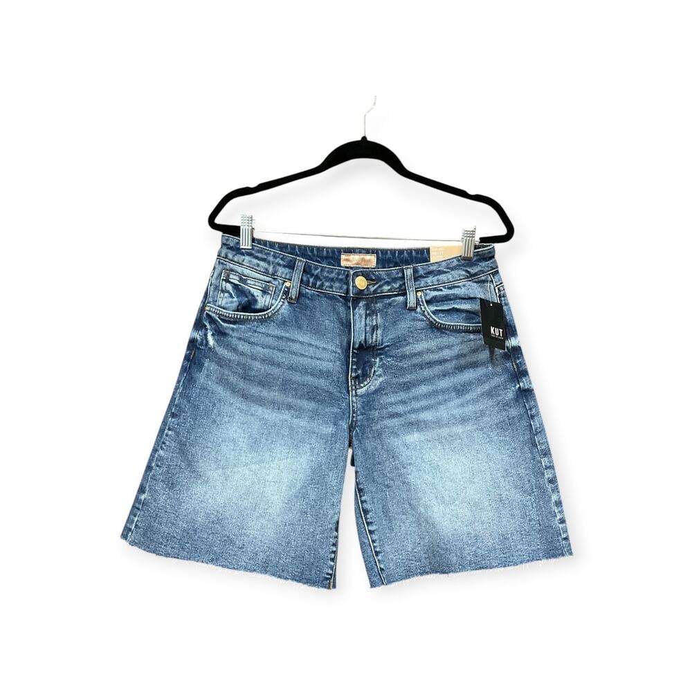 Kut From The Kloth High Rise Hailey Bermuda Shorts 6 Blue NWT